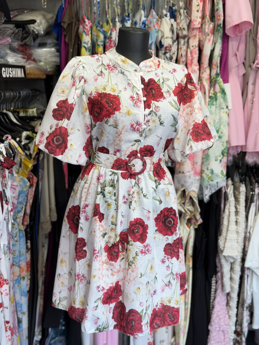 Rochie cu imprimeu floral Ari roșu [4]