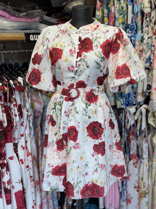 Rochie cu imprimeu floral Ari roșu [3]