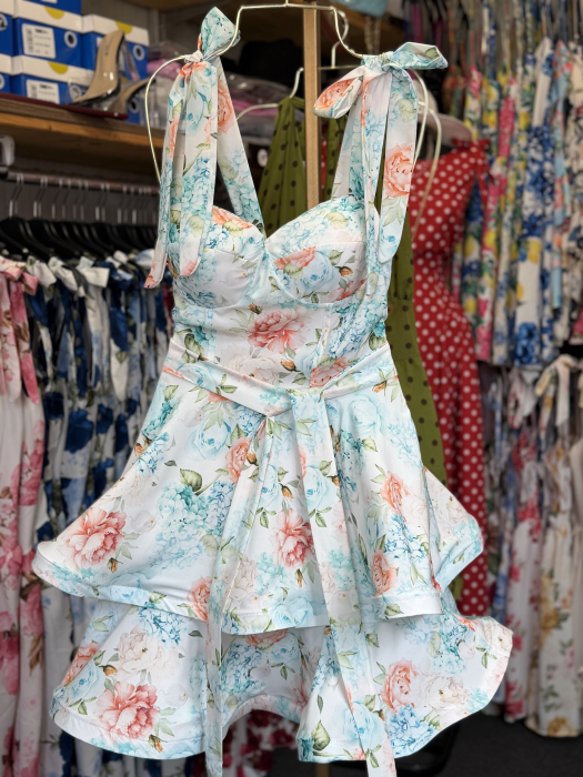 Rochie cu imprimeu floral Iris turcoaz [3]