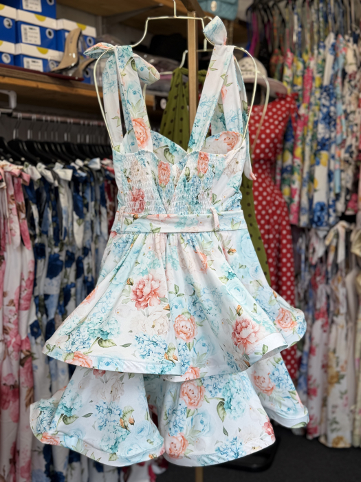 Rochie cu imprimeu floral Iris turcoaz [4]