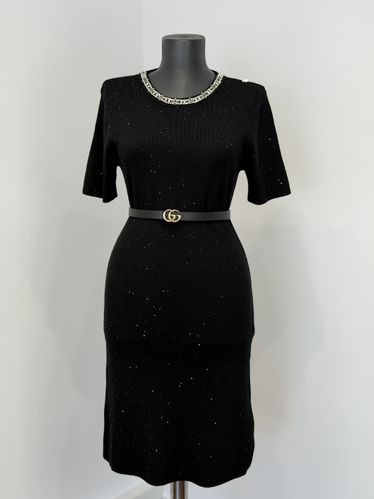 Rochie din Tricot cu inserții gliter- negru [5]