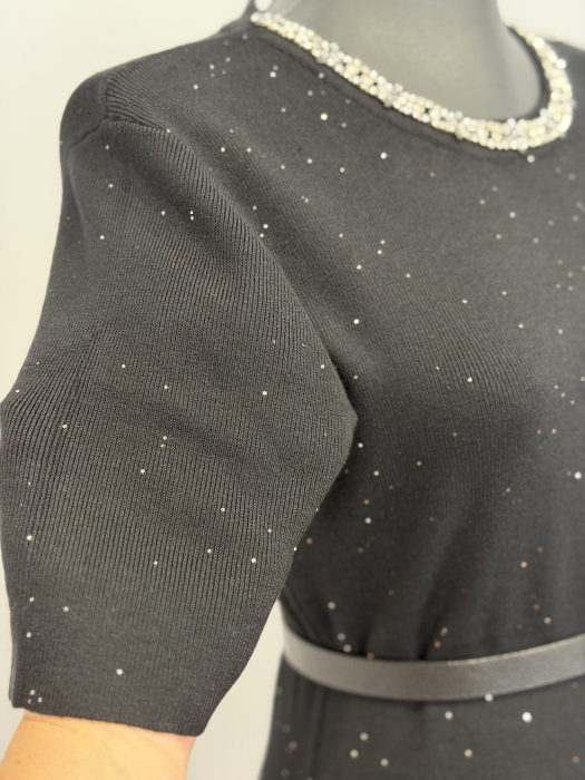 Rochie din Tricot cu inserții gliter- negru [2]