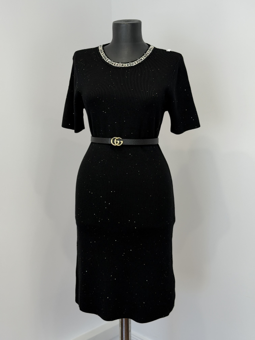 Rochie din Tricot cu inserții gliter- negru [4]