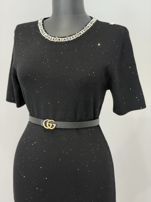 Rochie din Tricot cu inserții gliter- negru [3]