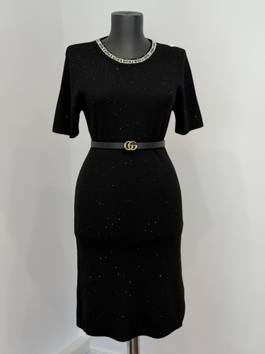 Rochie din Tricot cu inserții gliter- negru [6]