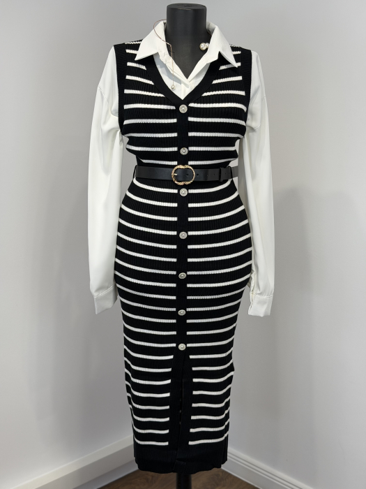 Rochie din Tricot curea inclusă - Negru [3]