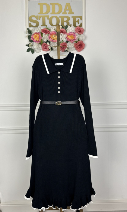 Rochie din tricot fin - negru [4]