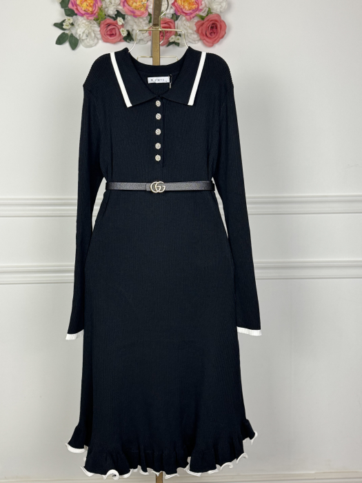 Rochie din tricot fin - negru [7]