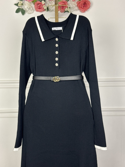 Rochie din tricot fin - negru [5]