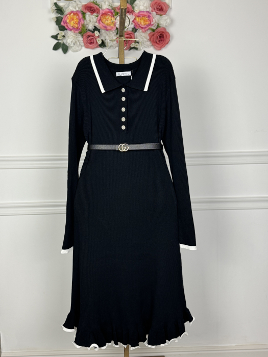 Rochie din tricot fin - negru [3]