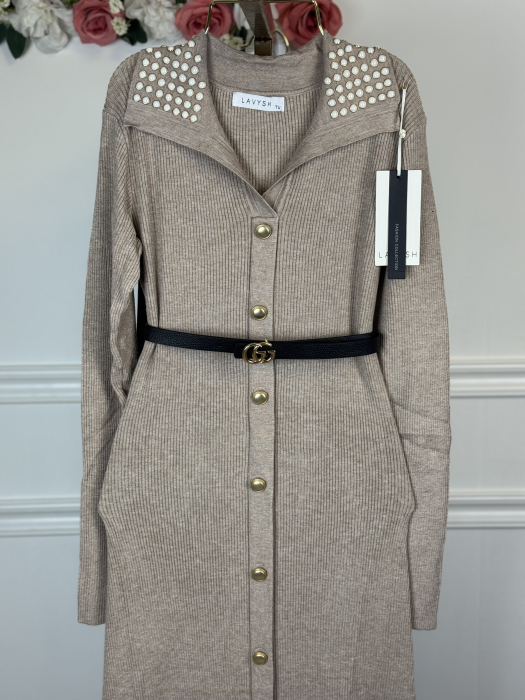 Rochie din Tricot Lunga- Bej [3]