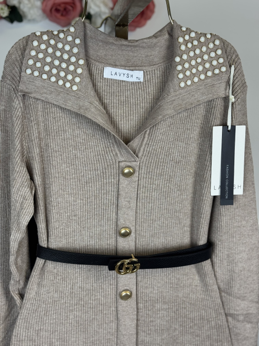 Rochie din Tricot Lunga- Bej [4]