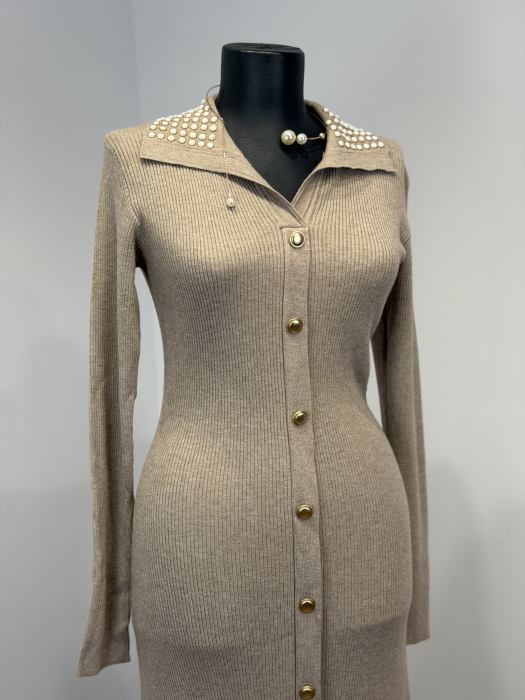 Rochie din Tricot Lunga- Bej [2]