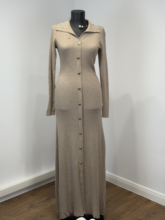 Rochie din Tricot Lunga- Bej [3]