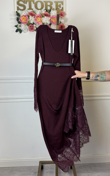 Rochie din Tricot Premium Lunga - burgundi [7]