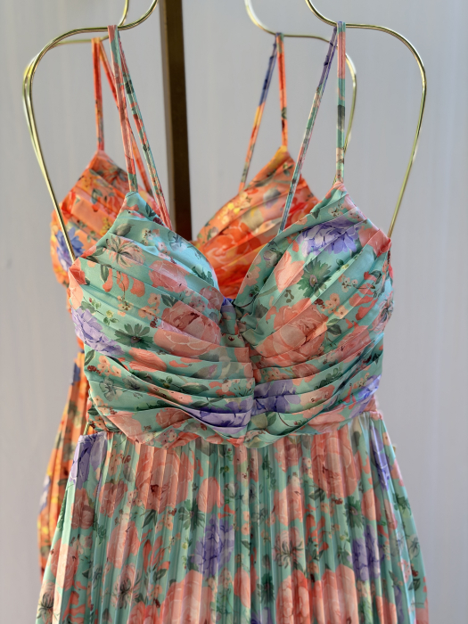 Rochie Dominicana plisată -turcoaz [3]