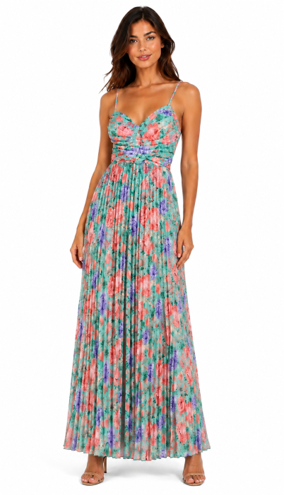 Rochie Dominicana plisată -turcoaz [2]