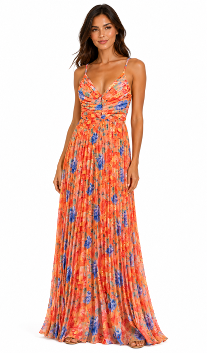 Rochie Dominicana plisată -orange [2]