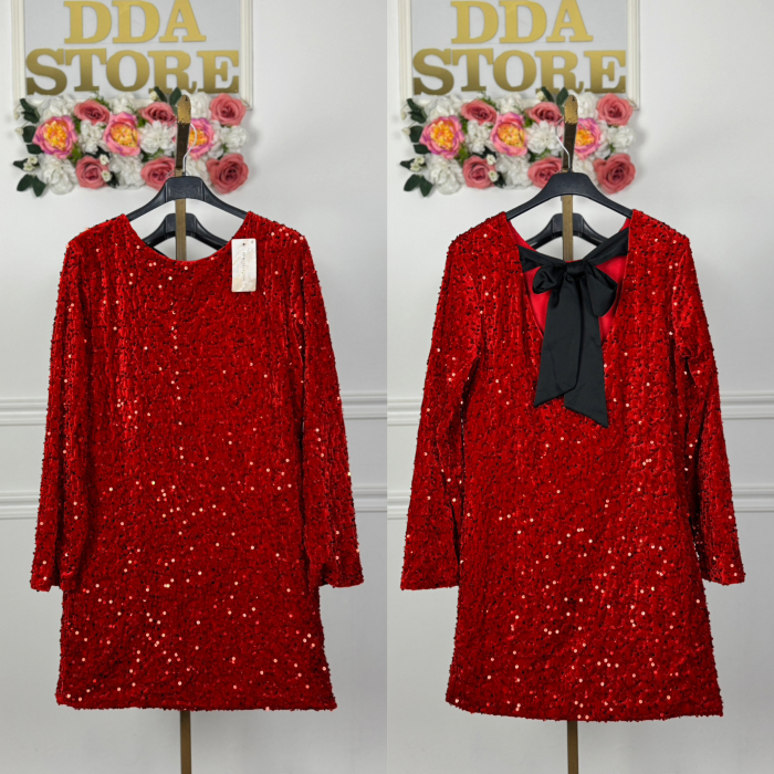 Rochie Elsa cu paiete - Rosu [3]