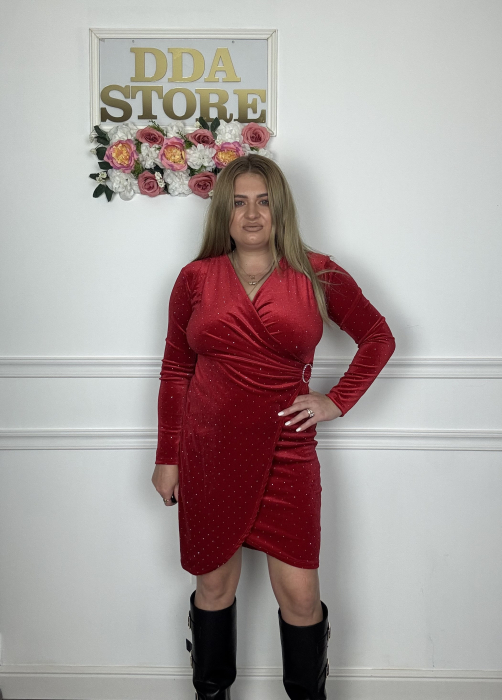 Rochie Kriss- catifea Rosu [1]