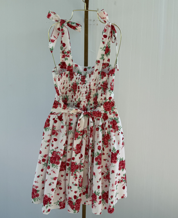 Rochie Miray Scurt - flori roșu [2]