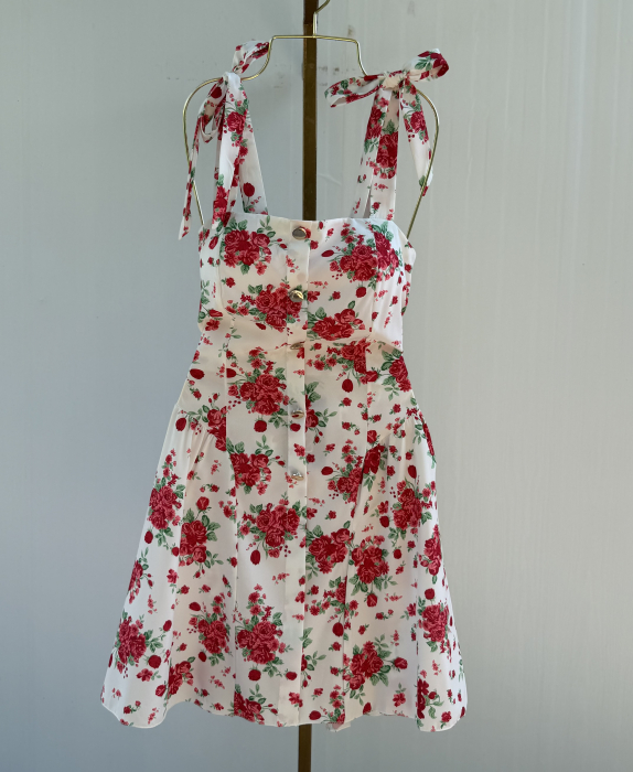 Rochie Miray Scurt - flori roșu [3]
