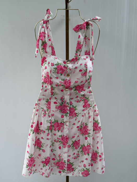 Rochie Miray Scurt - flori roz [3]