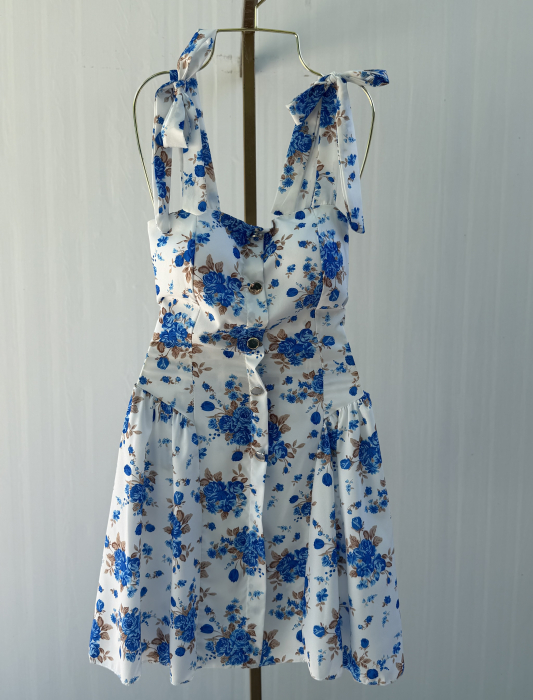 Rochie Miray Scurt - flori babyblue [4]