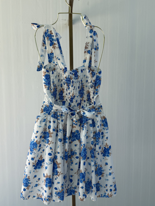 Rochie Miray Scurt - flori babyblue [3]