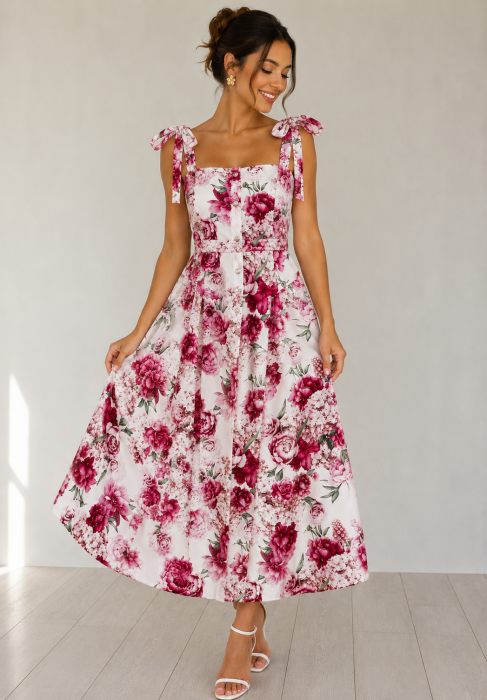 Rochie Miray floral rosu [4]