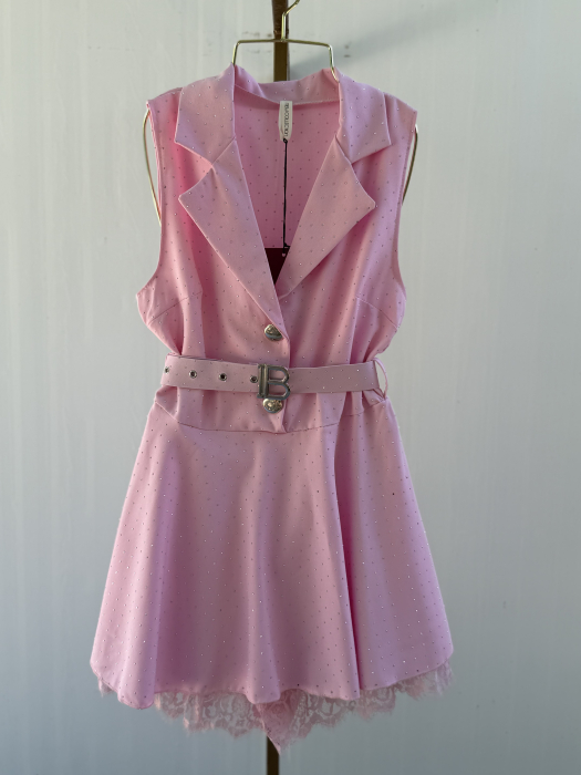 Rochie Stil Salopeta cu pietre Nairobi- roz [2]