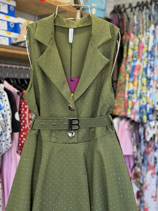 Rochie Stil Salopeta cu pietre Nairobi- kaki [2]