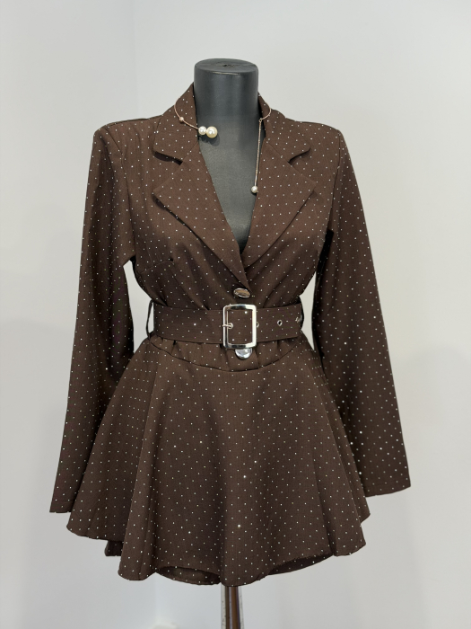 Rochie Stil Salopeta Nairobi cu pietricele- Maro - [4]