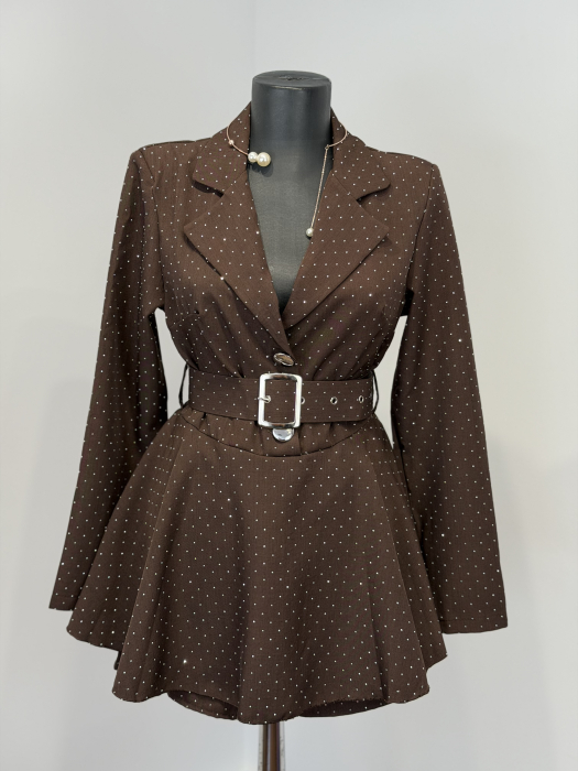 Rochie Stil Salopeta Nairobi cu pietricele- Maro - [2]