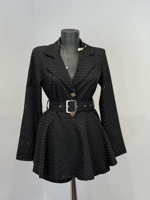 Rochie Stil Salopeta Nairobi cu pietricele- Negru [3]