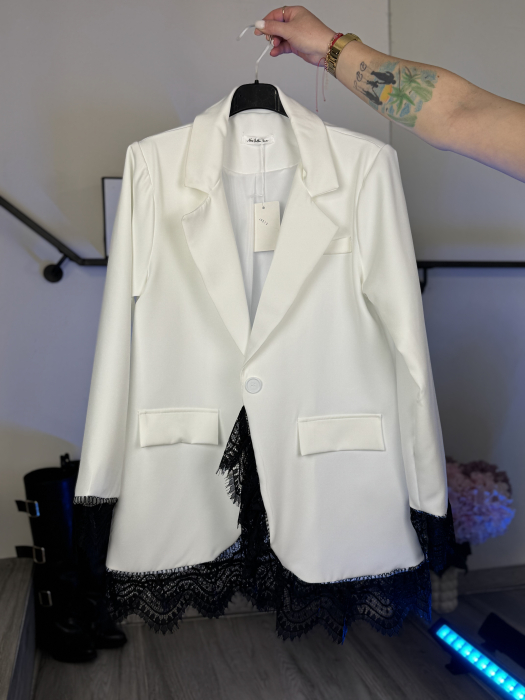 Sacou cu Dantelă Alb [2]