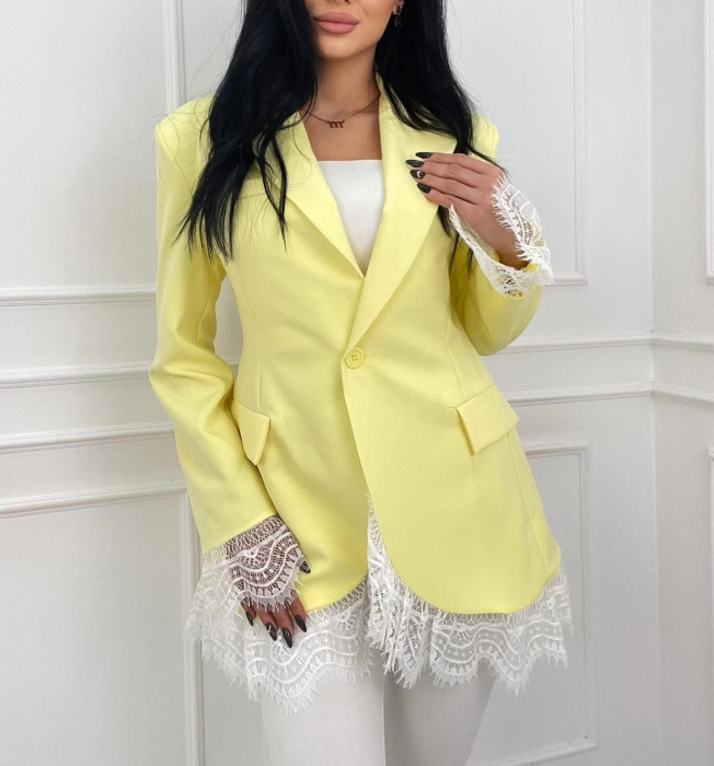 Sacou Cu Dantelă-Galben [2]