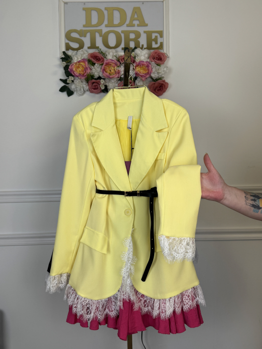 Sacou Cu Dantelă-Galben [4]