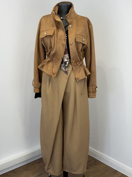 Set Dama Jacheta și Pantaloni Massimo maro [4]