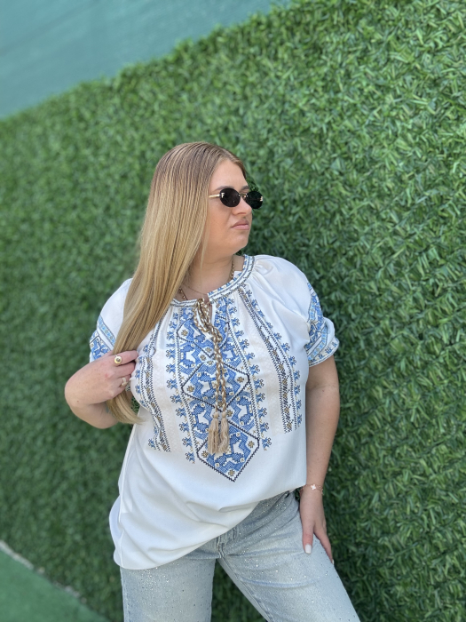 Tricou cu motive tradiționale-blue [2]