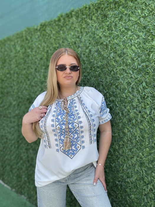 Tricou cu motive tradiționale-blue [3]