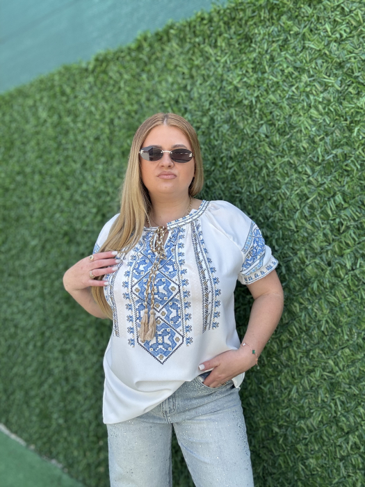 Tricou cu motive tradiționale-blue [4]