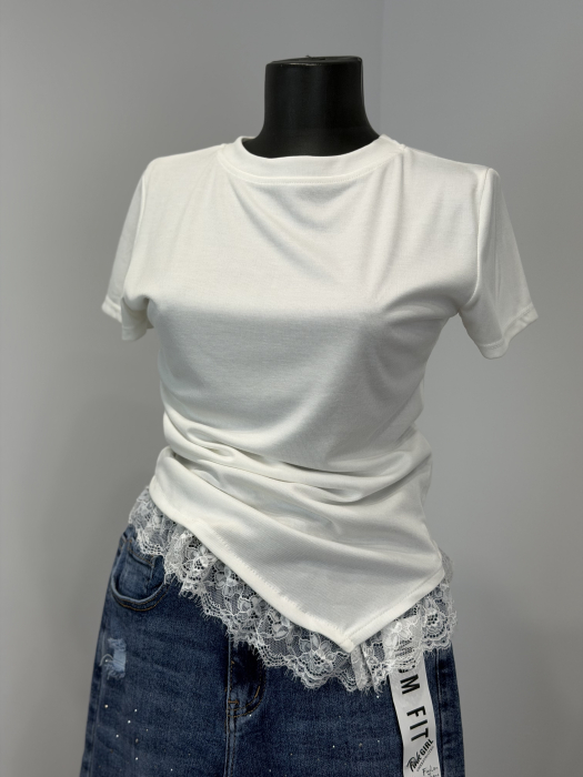 Tricou Massimo cu dantelă alb [2]