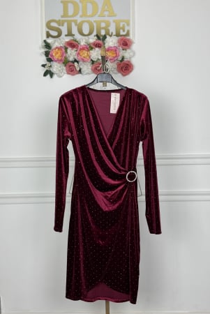 ROCHII - Rochie Kriss- catifea Burgundi