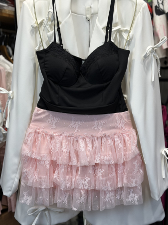 ROCHII - Fustă cu pantalon pe dedesubt din Dantelă-Rose