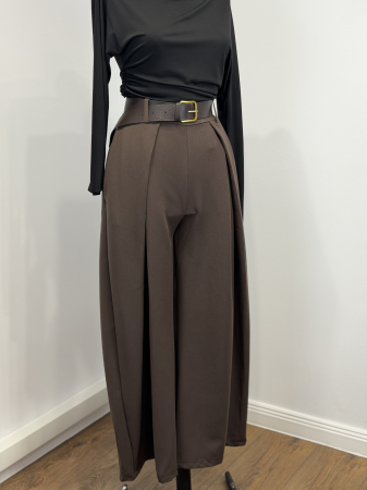 PANTALONI - Pantaloni Max curea inclusă- Maro