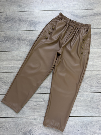 PANTALONI - Pantaloni Monaco Piele-Eco Bej