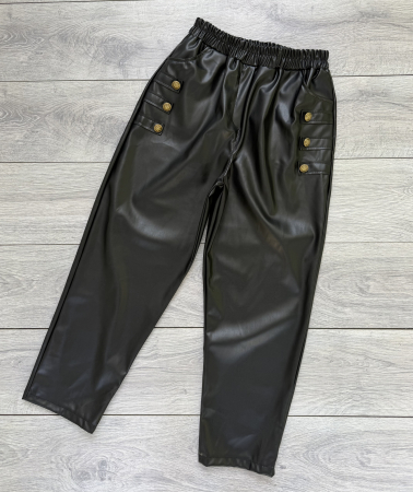 PANTALONI - Pantaloni Monaco Piele-Eco Negru