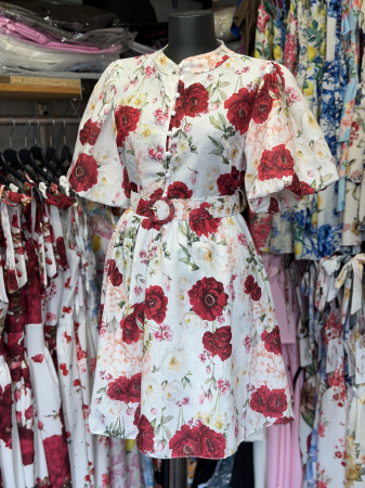 ROCHII - Rochie cu imprimeu floral Ari roșu