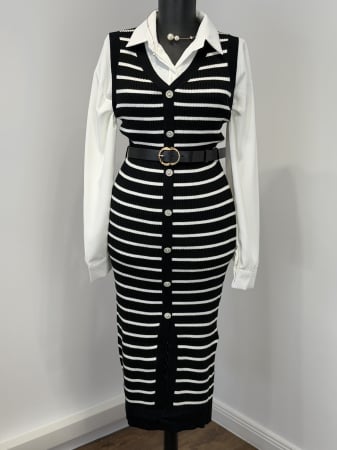 ROCHII - Rochie din Tricot curea inclusă - Negru